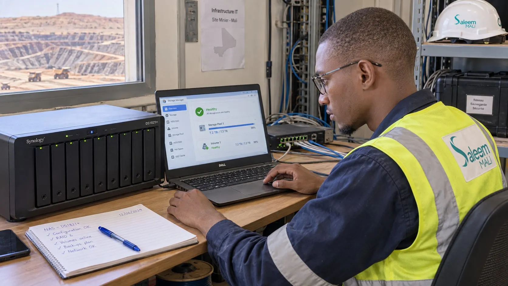 Configuration d'un serveur NAS par un technicien informatique à Bamako (illustration)